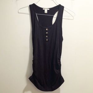 Black long ruched racerback tank top